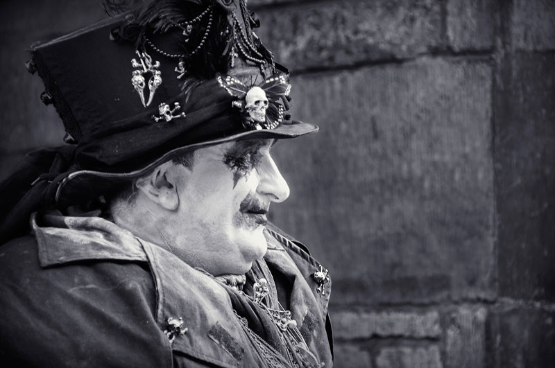 Seymour Stiffs the Undertaker photographed on the Royal Mile during the Edinburgh Fringe festival