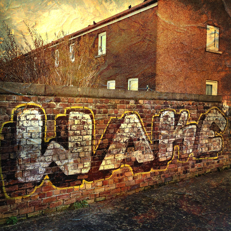 Urban graffiti in Portobello, Edinburgh. Edited with the DistressedFX app.