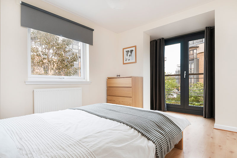 Bedroom in rental flat. Leith, Edinburgh