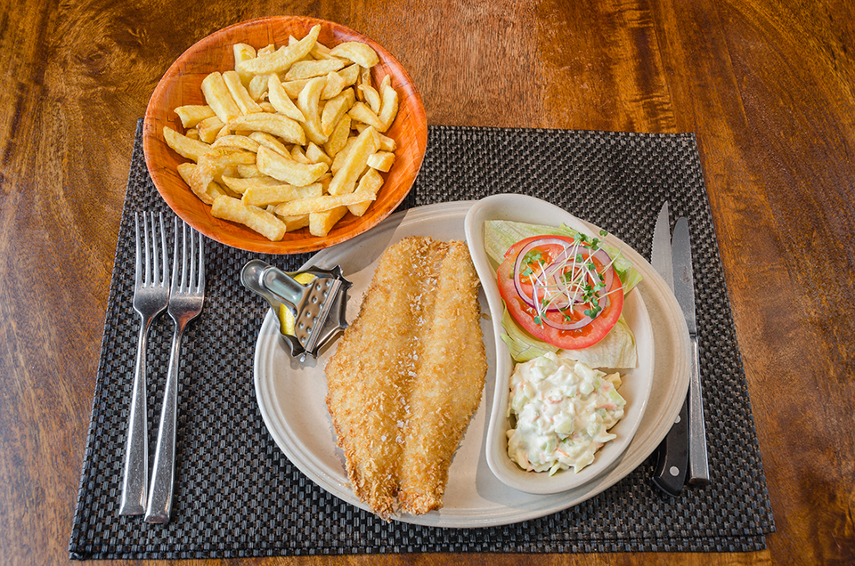 Fish and chips with side salad