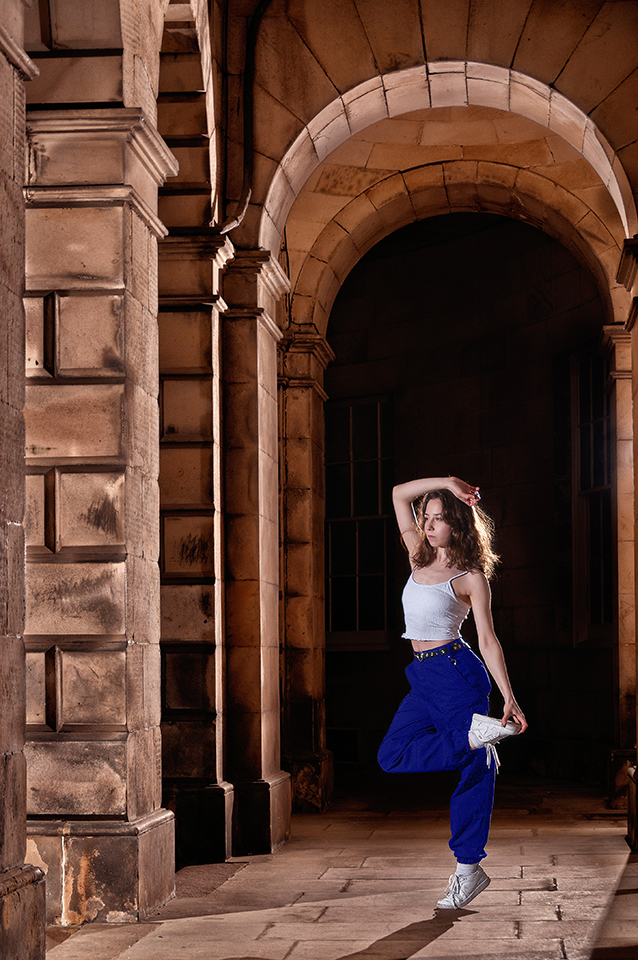 Dance photograph of Stefi near St Giles Cathedral at night