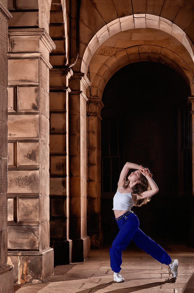 Dance photograph of Stefi near St Giles Cathedral at night