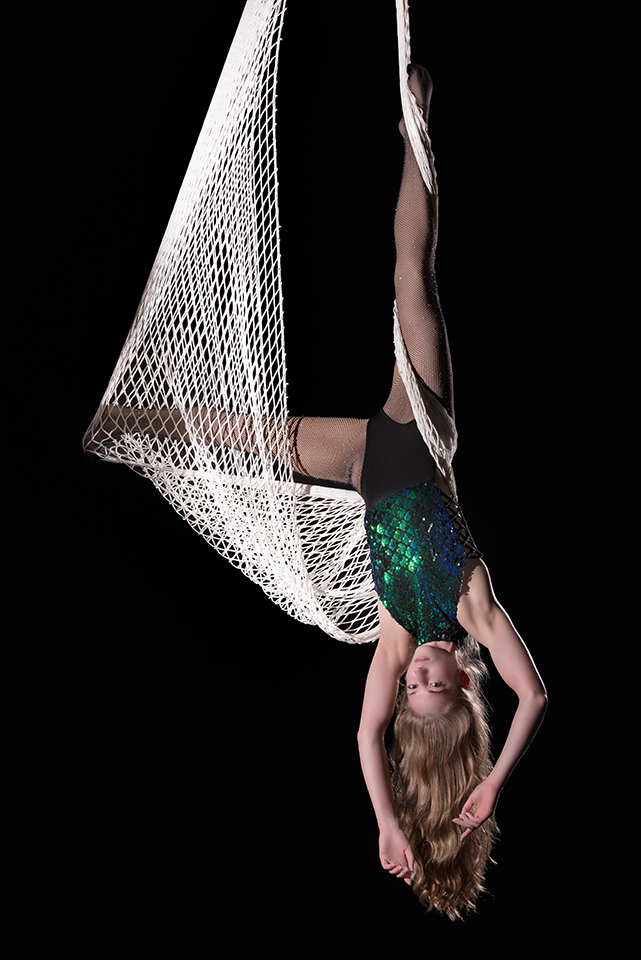 Rosella Elphinstone of Dair Entertainment in an aerial net