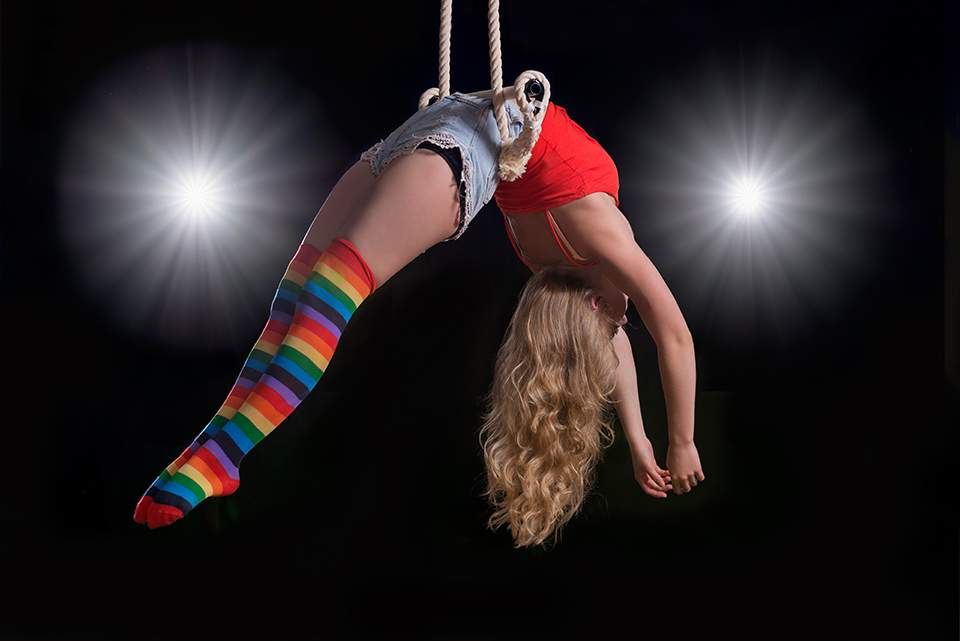 Trapeze artist Sarah Lake at Dance Base, Edinburgh