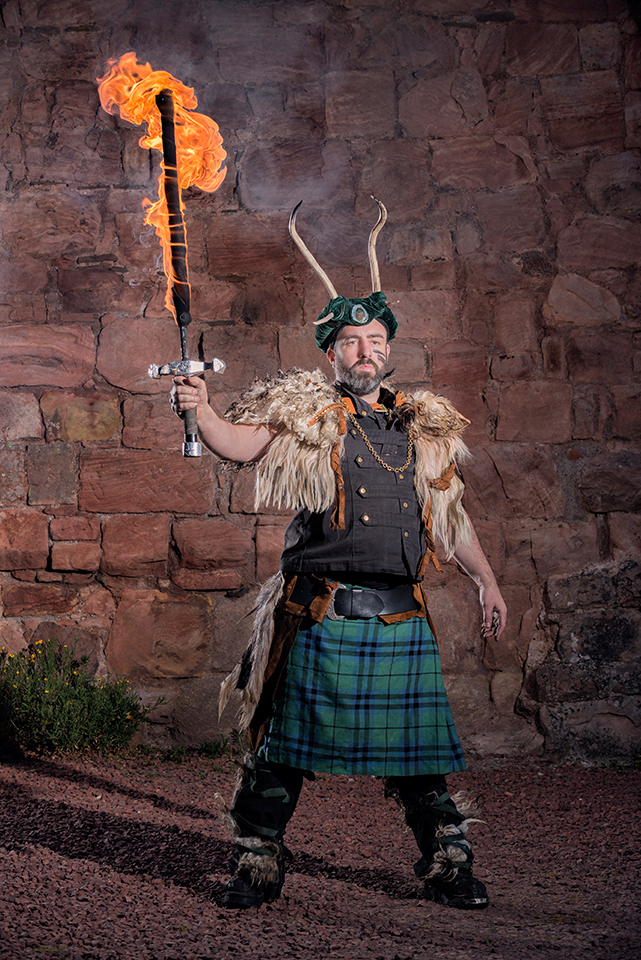 Ron with a fire sword at Roslin Castle