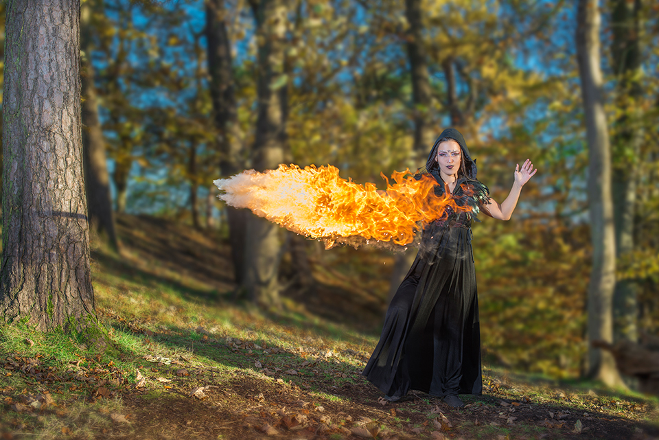 Fire ball in the forest with Jusztina Hermann of Delighters