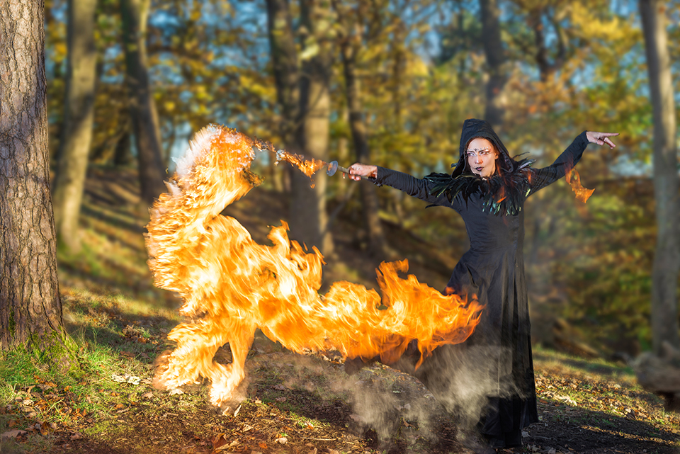 Fire ball in the forest with Jusztina Hermann of Delighters