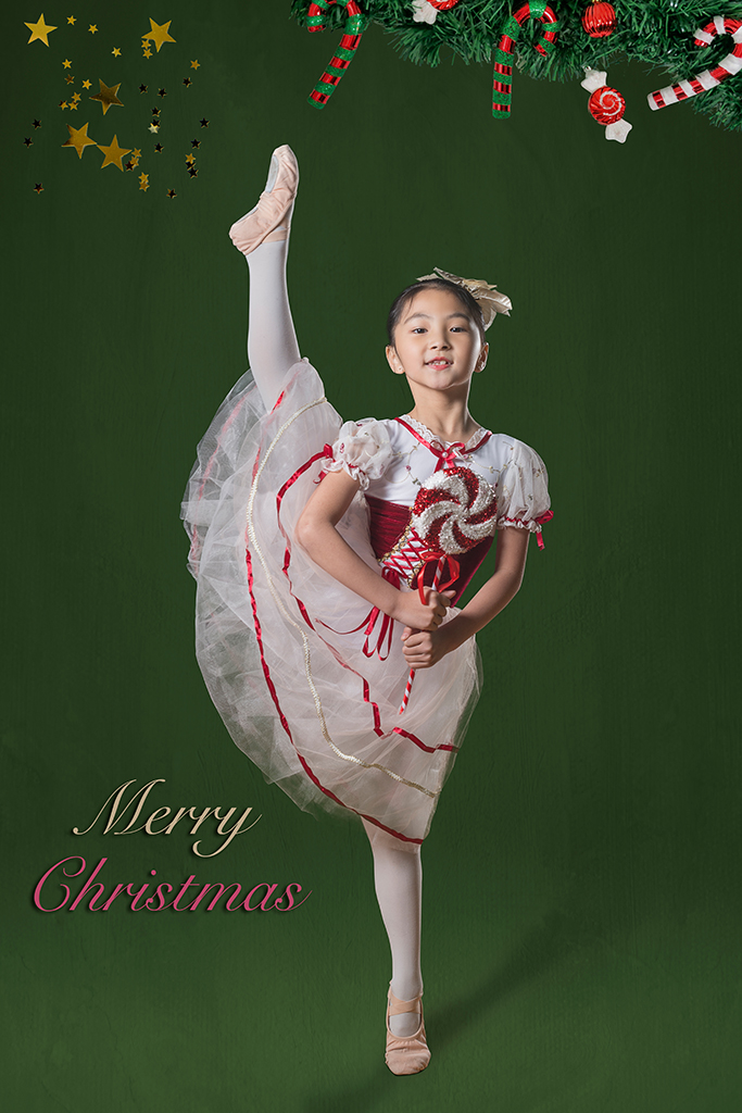Young dancer, Christmas theme, peppermint candy