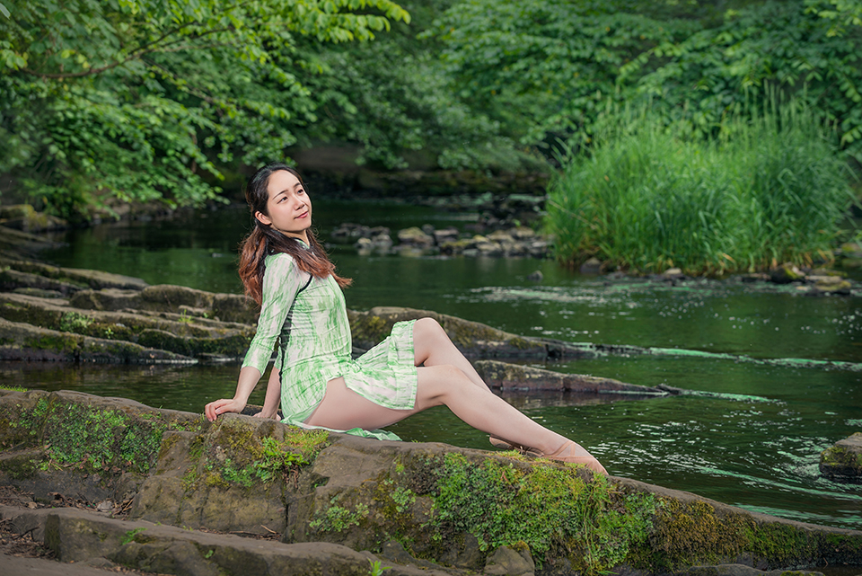 Dancer Christine Dong along the Water of Leith in Dean Village, Edinburgh, Scotland. Image no 4