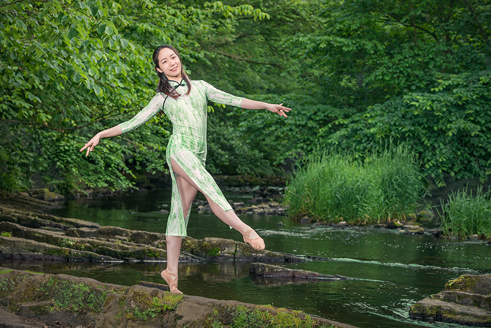 Dancer Christine Dong along the Water of Leith in Dean Village, Edinburgh, Scotland. Image no 6