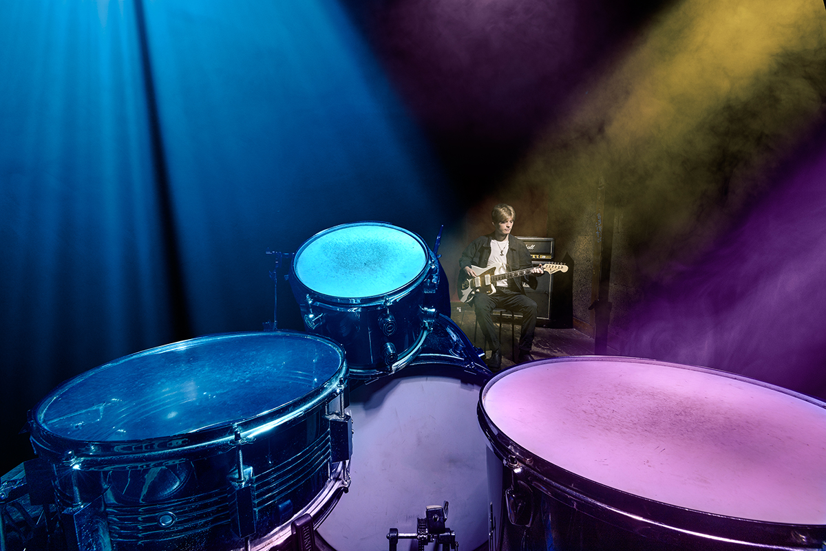 Guitarist Cam Ferguson light painting at Carlton Studios, Glasgow. Image no 3