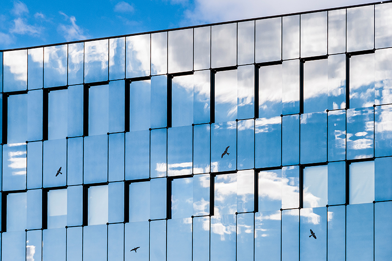 Sky reflection in modern building, Lausanne, Swizterland
