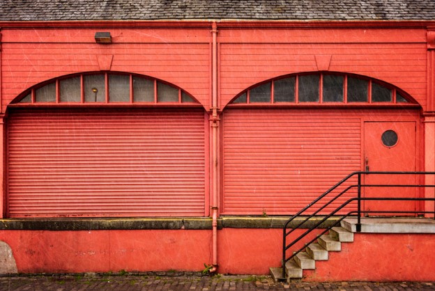 Newhaven, Edinburgh red warehouse with stairs