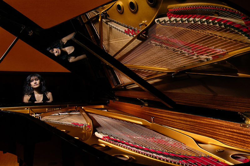 concert pianist Tanya Ekanayaka at a concert grand piano