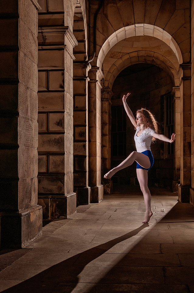 Dancer Anna Stidolph at night in Old Edinburgh Town