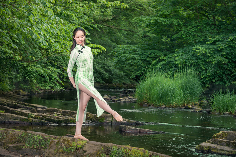 Dancer Christine Dong along the Water of Leith in Dean Village, Edinburgh, Scotland. Image no 5